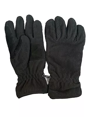 MENS 3M THINSULATE INSULATION 40 GRAM FLEECE LINED GLOVES BLACK XL Leather Palms • $9.95