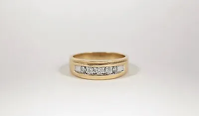 14k Yellow Gold Men's 5 Diamond Wedding Band Size 13.75 - 7.4g. NICE • $675