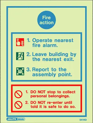 £14.62 • Buy (5414) Fire Action Notice Sign