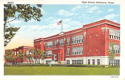 1930's High School McKinney TX Post Card Linen • $6