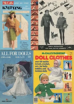 60s 70s Vintage Barbie Ken Fashion Dolls Clothes Crochet Knitting Pattern Bk Lot • $12