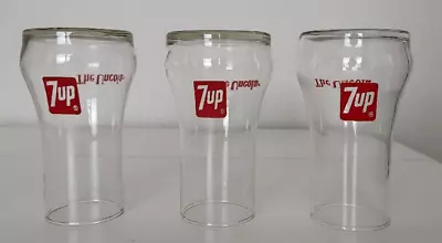 Vintage 7 Up The Uncola Red Logo Soda Pop Drinking Glasses Upside Down Set Of 3 • $29.45