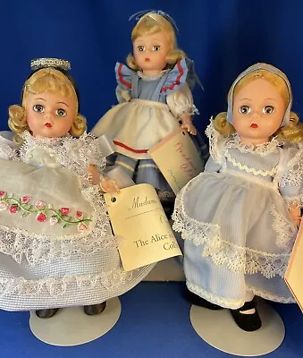 Madame Alexander Alice In Wonderland Dolls 8  With Tags And Stands Lot Of 3 • $69