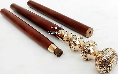 Brass Designer Victorian Handle Wooden Vintage Walking Cane Antique Style Stick • $40.94