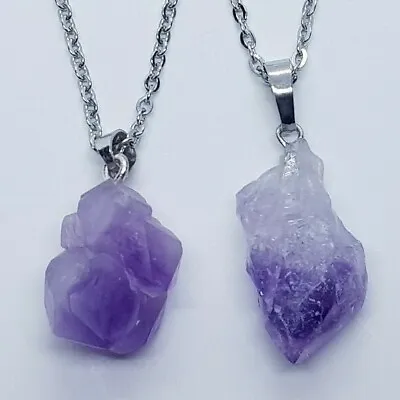 Raw Amethyst Necklace Crystal Pendant Healing Stone Chakra Reiki High Quality • £7.99