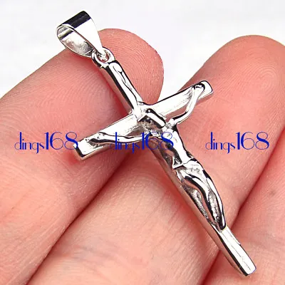 925 Sterling Silver Crucifix Cross Pendant +16/18/20/22/24/26-38  Necklace H083s • $24.99