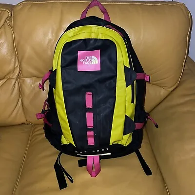£0.99 • Buy The NORTH FACE HOT SHOT 30L BASE CAMP BACKPACK Waterproof Pink/Black/Lime Green