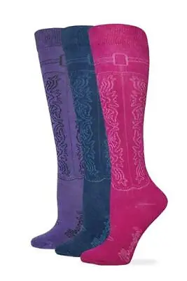 Wrangler Ladies Cowgirl Boot Pattern Knee High Socks 3 Pair Pack • $14.99