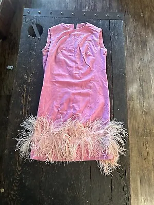 Mary Ann Miller Estate Vintage Classic 60s 70s Pink Velvet Feather Dress • $180