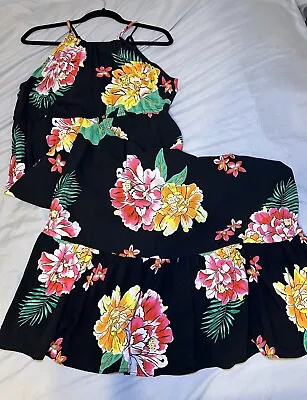 Old Navy Maternity Dress Size Large Black Floral Summer Maxi Long Good Condition • $8