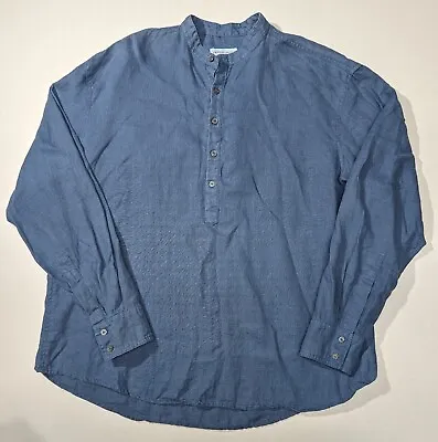 Lin Pour L'Autre Blue Tunic Shirt 100% Linen Size XL • £22.99