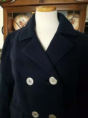 $99.99 • Buy Euc VINTAGE Golden Luxury 100% Camel Hair Blue Double Breasted Polo Coat  M L