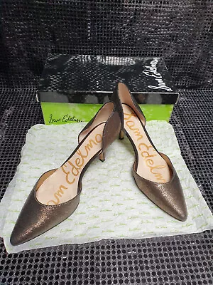 Sam Edelman Opal Metallic Bronze Leather Ladies Heeled Shoes • £15