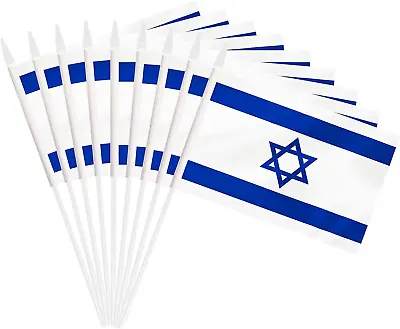25 Pack Israel Mini Flags Israeli Small Miniature Hand Held Stick Flag With 12  • $15.27