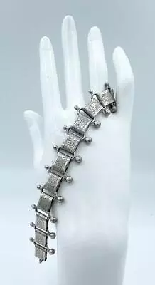 Rare Signed Vintage Danecraft Sterling Silver Link Engraved Vine Bracelet 8  • $125