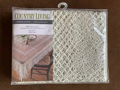 Crochet Vinyl Oblong Country Living 54  X 72   Tablecloth New Old Stock • $12