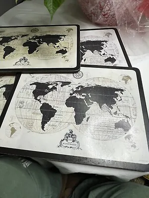 Black & White Vintage World Map Pimpernel 6 X Placemats • $25