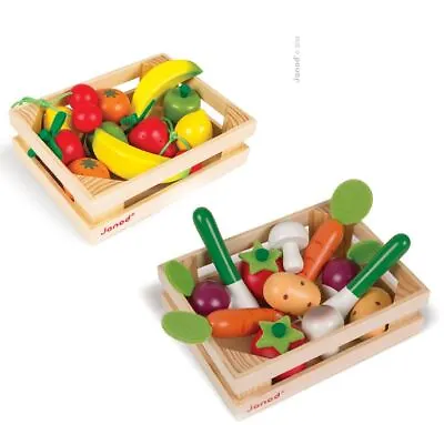 Janod Wooden Play Food Crate Fruit And Vegetables 4y+ Pre School • £17.39