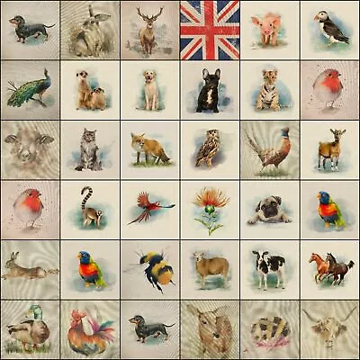 £2.60 • Buy Fabric Cushion Panels Linen-look Country Creatures And Animals