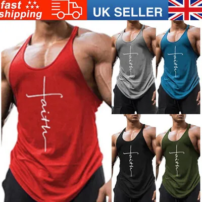 £5.69 • Buy Men's Gym Bodybuilding Muscle Vest Racerback Stringer Plain Fitness Tank Top