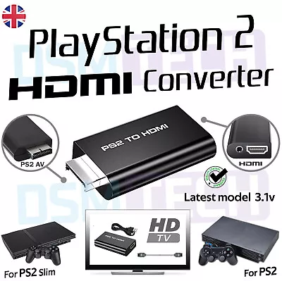 PlayStation 2 PS2 To HDMI Converter Adapter Adaptor Cable HD RCA AV Audio Video  • £5.90