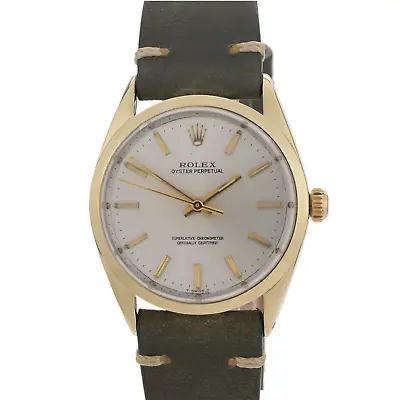 Rolex Oyster Perpetual Ref 1024 14K Gold Shell Automatic White 34mm Men's Watch • $3499.99