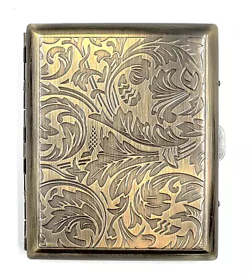 Metal Cigarette Case Double Sided King & 100s Bronze Color Leafy Pattern Large • $14.99