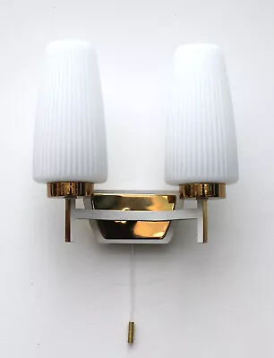 Vintage 1950-60s Kaiser Leuchten Brass Glass Wall Lamp Sconce • Needs Rewiring • $77.16