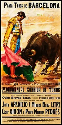 Bullfighting - Plaza De Toros Monumental Barcelona #59 Canvas Art Poster 12 X 24 • $24.99