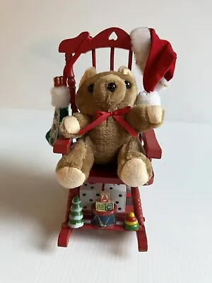 Vtg Windup Musical Bear & Rocking Chair “We Wish You A Merry Christmas” WORKS • $9.95