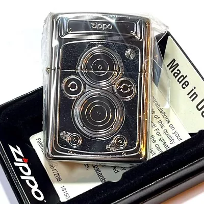 Zippo Oil Lighter Camera Black Antique Old Design Silver Regular Case Japan • £75.95