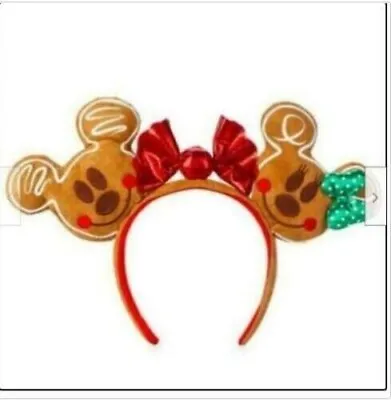 Disney Parks 2023 Minnie Mickey Gingerbread Christmas Ears Headband NEW • $11.99