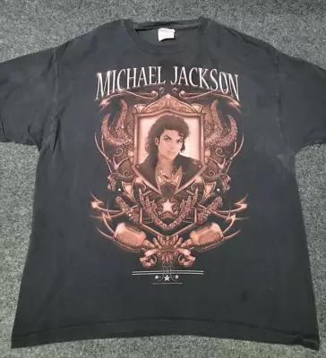 Michael Jackson Shirt Adult Large Black Graphic 2009 AEG Live Rap Tee Mens H4 • $10.99