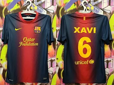 Barcelona FC Xavi #6 Barca Spain Football Shirt Soccer Jersey Nike 2012 Mens S • $47.99