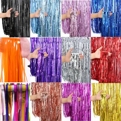 £2.59 • Buy 2-3M Foil Curtain Backdrop Tinsel Shimmer Door Birthday Party Decoration Fringe