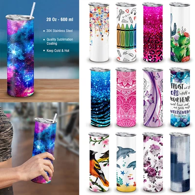 $19.99 • Buy 20 Oz Stainless Steel Tumbler Vacuum Insulated With Lids Straws Coffee Cup Mug