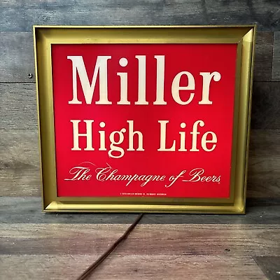 Vintage Miller High Life Beer Lighted Sign The Champagne Of Beers • $89