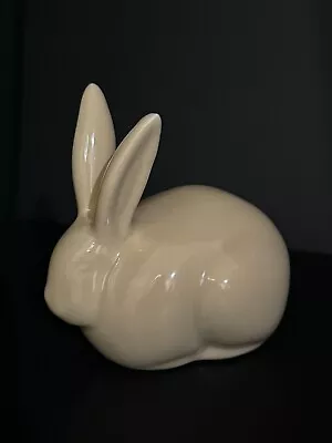 Vintage Ceramic Bunny Rabbit Cotton Ball Holder Dispenser Spring Easter • $9.99