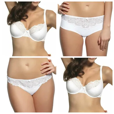 Panache Melody Underwired Balcony Bra White 6051 Briefs 6052 Thongs 6059 (A-10) • £10.49