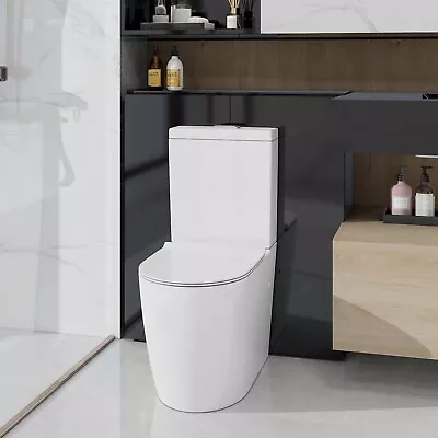 Comfort Height Close Coupled Toilet Ceramic WC Pan Soft Close Seat & Dual Flush • £219.99