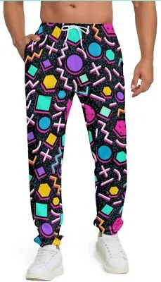 Bornore Men's Jogger Pants 80s Workout Costumes 90s Funny Sweatpants With... • $29.95