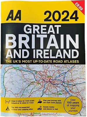 AA 2024 Road Atlas Map Great Britain & Ireland UK Brand New Latest Edition • £7.99