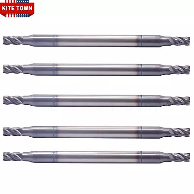 5Pcs 4 Flute 3/32 X1/8 X3/16 X2  Double End Solid Carbide End Mills AlTiN Coated • $29.99