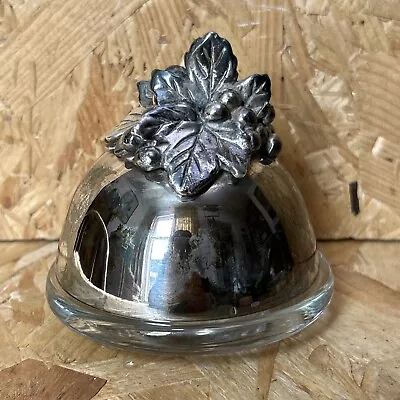 £24 • Buy Vintage R M Silver Plated Caviar Butter Dish Dome Lid & Glass Base -  France