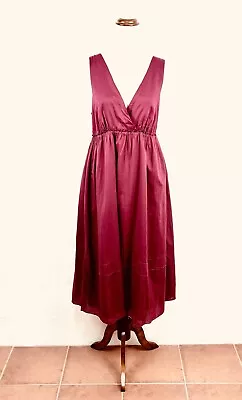 Burgundy Pink Cotton Maxi Dress Size 14 Sussan Hippie Boho Festival D1 • $28
