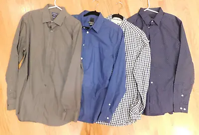Lot Of 4 Dress Shirts Men's Button - Down Shirts Multiple Colors  16 1/2 • $12.99