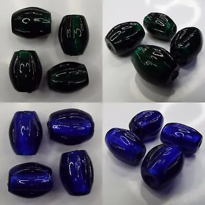 £3.25 • Buy 2 TYPE Large 20mm Indian Handmade Glass Oval Bean Big Beads Foil BUY 1 2 4   902