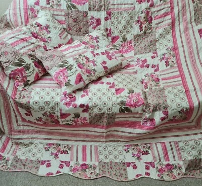 £27.99 • Buy Patchwork King Size Three Piece Bedspread Throw  