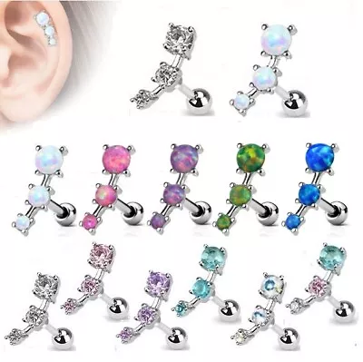 Gem Tragus Helix Bar - Cartilage Top Upper Ear Earring Stud Star Heart Crystal • £6.25