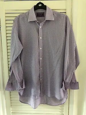 Charles Tyrwhitt  Long Sleeve Shirt Cotton Size 15.5  Checked Pink French Cuff • £10